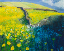 Bright Buttercups, Cow Parsley & Blackbird Singing / SB2009 • £440 • 40 x 50cm • Acrylic on Box Canvas