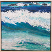 White Breakers Over Rocks / SB2002 • £660 • 54 x 54cm • Acrylic on Box Canvas • Floating Frame